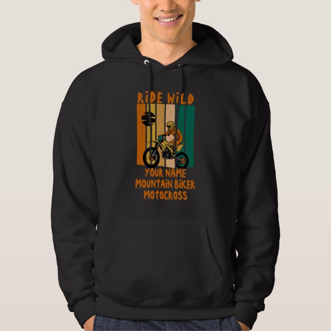 Lägg till Namn Ändra all Biker för textriden Vild  Hoodie (Framsida)