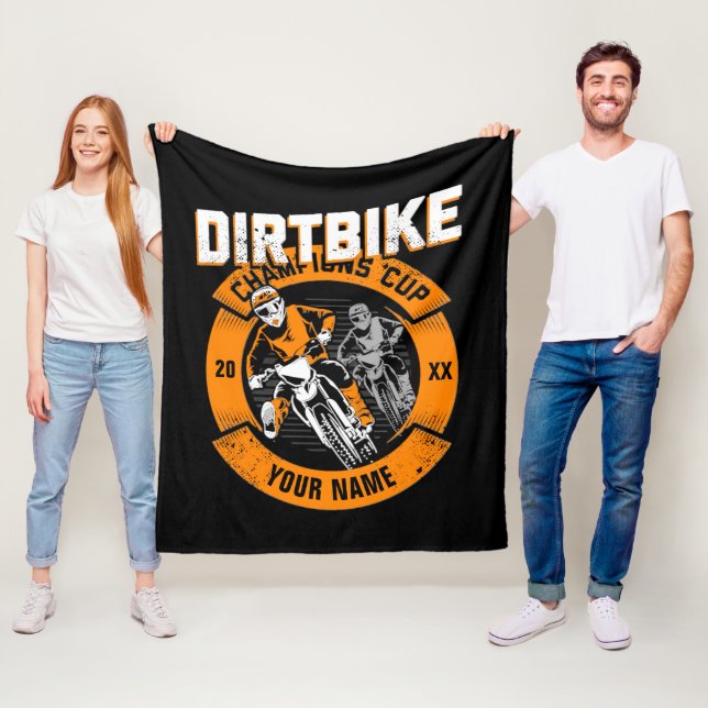 Lägg till Namn-ändringsår Dirt Bike Champions Kopp Fleecefilt (På plats)