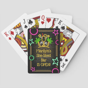 Lägg till Namn-ändringstext, hennes skuggade Pub-d Casinokort