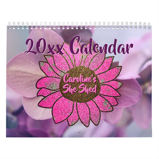 Lägg till Namn-ändringstext, Rosa solros 20xx Kalender (Omslag)