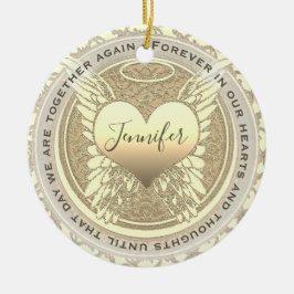 Lägg till Namn Angel Vingar och Heart Memorial Julgransprydnad Keramik