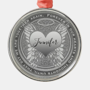 Lägg till Namn Angel Vinge och Heart Memorial Julgransprydnad Metall