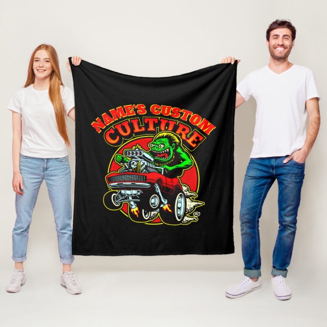 Lägg till NAMN Anpassningsbar Culture Hot rod Clas Fleecefilt (På plats)