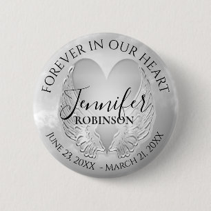 Lägg till Namn Anpassningsbar Memorial Silver Hear Knapp