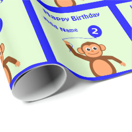 Lägg till namn apa 2:a födelsedag presentpapper