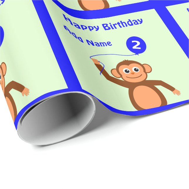 Lägg till namn apa 2:a födelsedag presentpapper (Rullad Hörn)