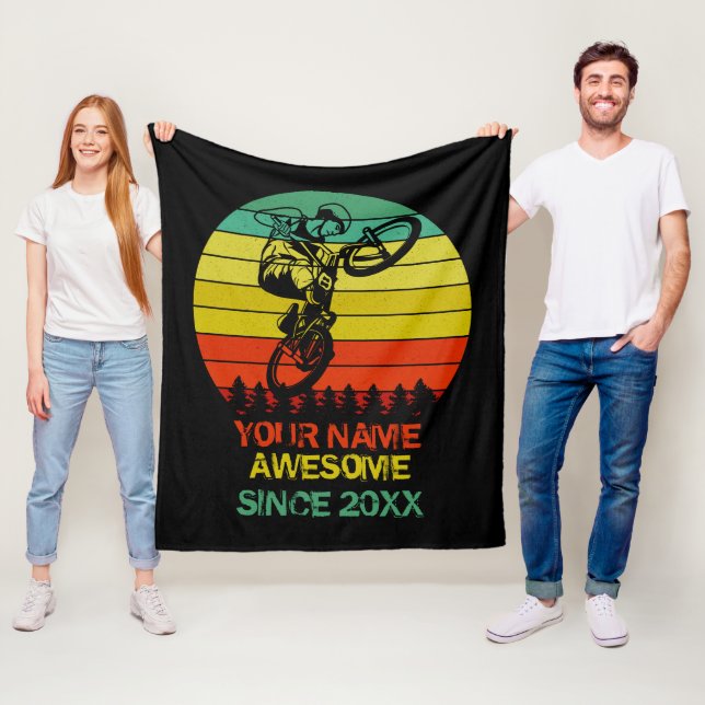 Lägg till Namn år BMX Bike Rider Fantastisk sedan  Fleecefilt (På plats)
