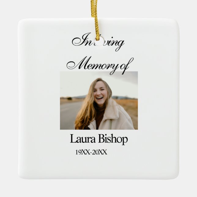 Lägg till namn år i minnet av begravningen julgransprydnad keramik (Framsida)