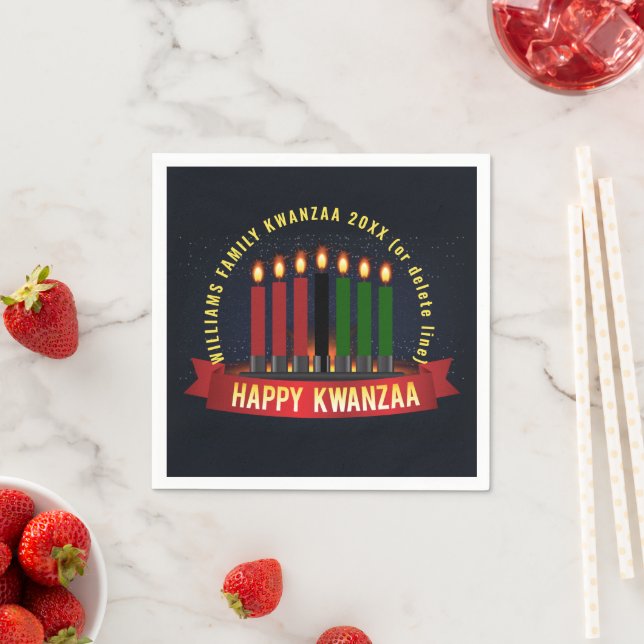 Lägg till Namn År Kwanzaa Candles Cocktail Pappersservett (Insitu)
