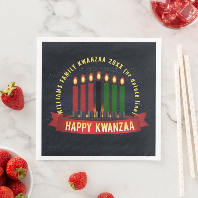 Lägg till Namn År Kwanzaa Candles Pappersservett (Insitu)