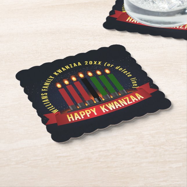 Lägg till Namn År Kwanzaa Candles Underlägg Papper (Vinklad)