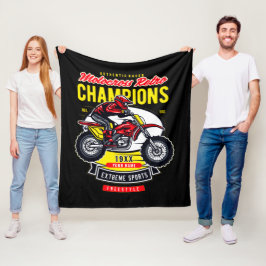 Lägg till Namn-årets motocross Retro Champions Rid Fleecefilt