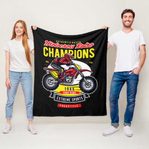 Lägg till Namn-årets motocross Retro Champions Rid Fleecefilt