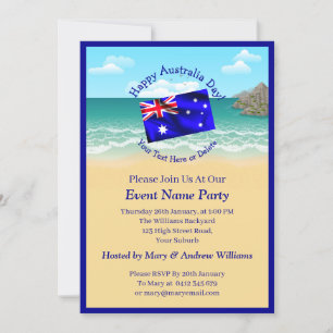 Lägg till Namn-årsdatum Australiendagen Party-pers Inbjudningar