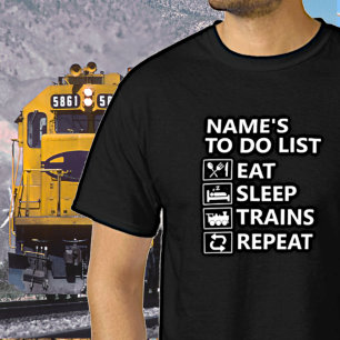 Lägg till Namn Ät viloläge Tåg Upprepa ånga Tåg T Shirt