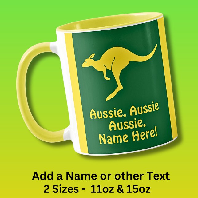 Lägg till Namn, Aussie Aussie Aussie Grönt Guld Ka Mugg (Skapare uppladdad)
