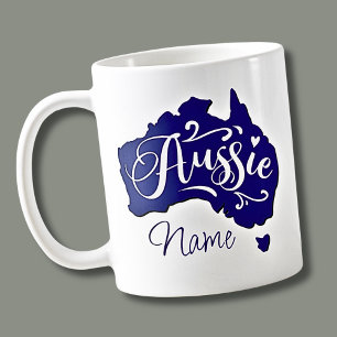 Lägg till Namn - Aussie på Australien Karta Kaffemugg