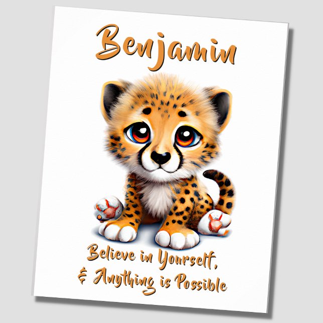 Lägg till Namn, Baby Cheetah Unge Nursery Poster (Skapare uppladdad)