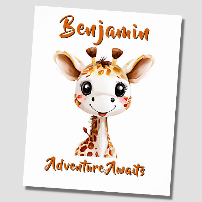 Lägg till Namn, Baby Giraffe African Nursery Poster (Skapare uppladdad)
