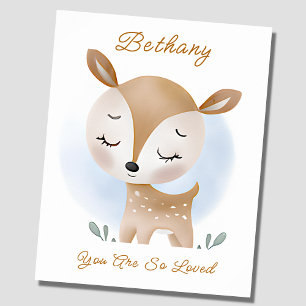 Lägg till Namn, Baby Hjort Fawn Woodland Blå himme Poster