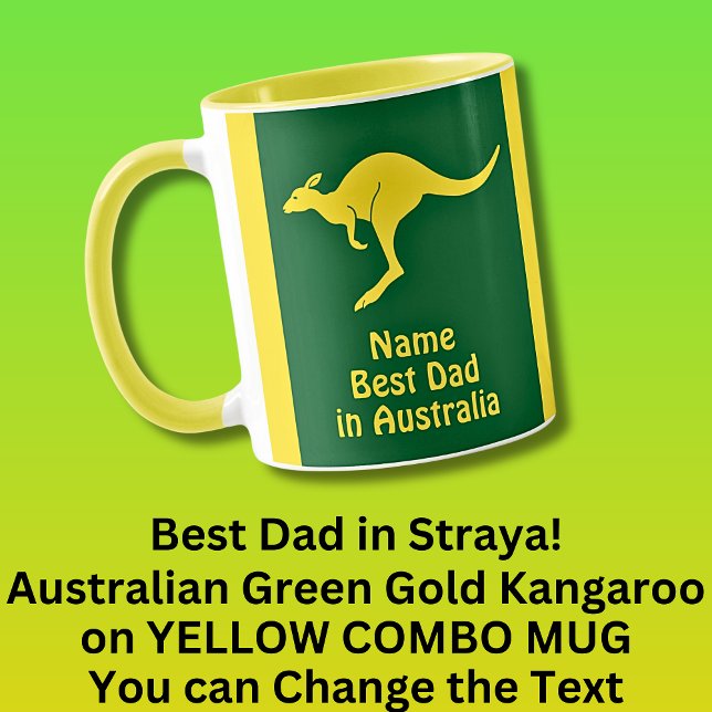 Lägg till Namn, Bästa Pappa Australien Grönt Guld  Mugg (Skapare uppladdad)