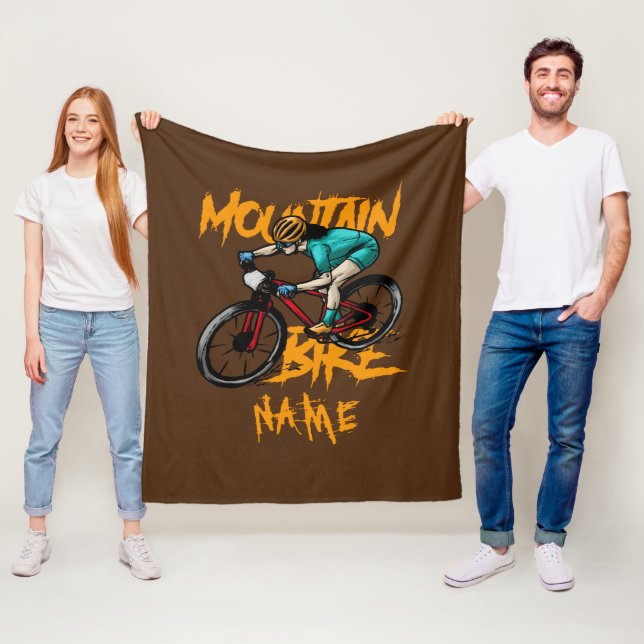 Lägg till Namn-berget Bike Racer Rider Dekorativ k Fleecefilt (På plats)