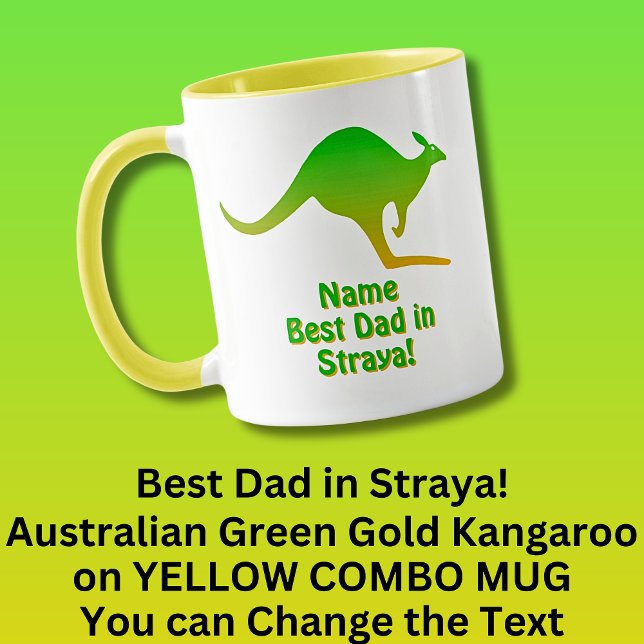 Lägg till Namn, Best Pappa Australien, Grönt Guld  Mugg (Skapare uppladdad)