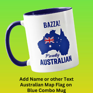 Lägg till Namn, blå stolt australiska, Karta Flagg Mugg