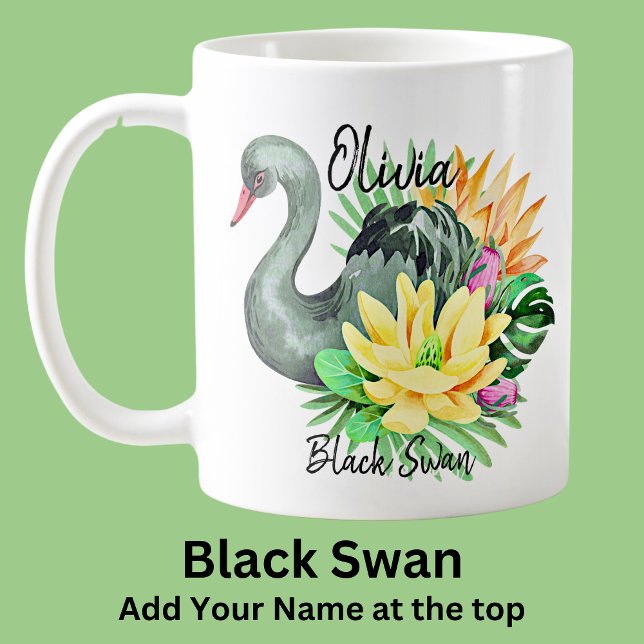 Lägg till Namn Black Svan Australian Animal Bird Kaffemugg (Skapare uppladdad)