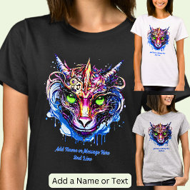 Lägg till Namn, Blått Rosa Fantasy Dragon Grönt Ög T Shirt