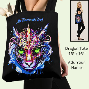 Lägg till Namn, Blått Rosa Fantasy Dragon Grönt Ög Tygkasse