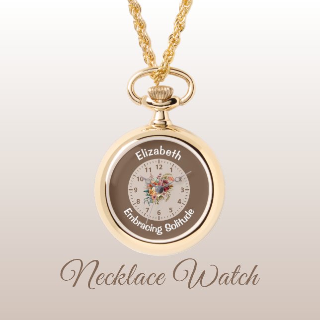 Lägg till namn blommigt invertera solitud brun armbandsur (Skapare uppladdad)