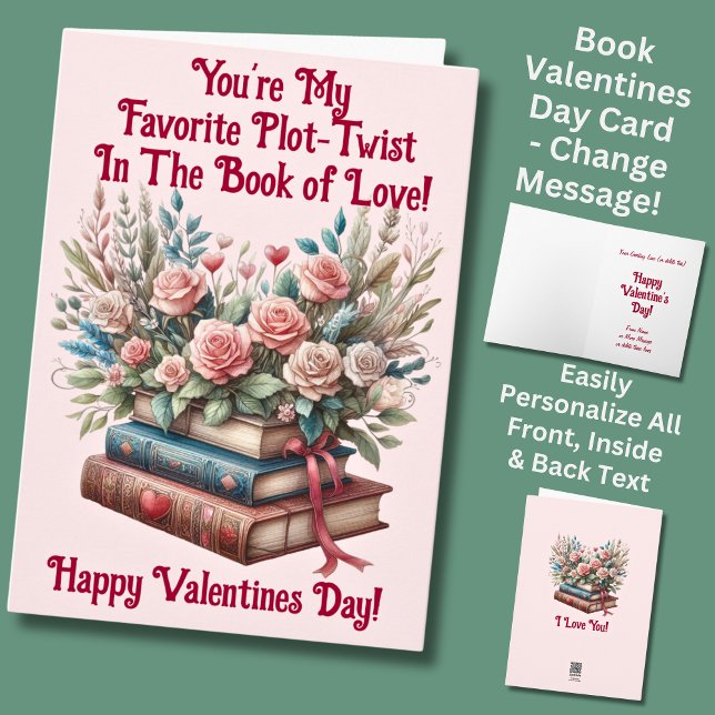 Lägg till Namn, Bokar Flowers Rosa Valentines day Kort (Skapare uppladdad)