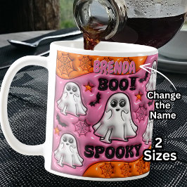 Lägg till Namn BOO! SPOOKY Orange & Rosa, White Sp Kaffemugg