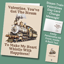 Lägg till Namn, brunånga Tåg-motorn Valentines day Kort