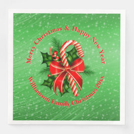 Lägg till Namn Byt text röd Grönt jul 20xx Pappersservett