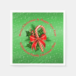 Lägg till Namn Byt text röd Grönt jul 20xx Pappersservett