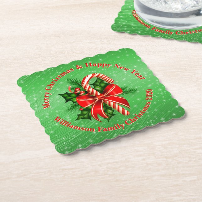 Lägg till Namn Byt text röd Grönt jul Underlägg Papper (Vinklad)