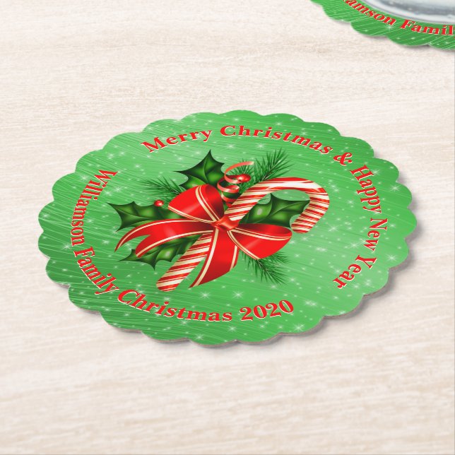 Lägg till Namn Byt text röd Grönt jul Underlägg Papper (Vinklad)