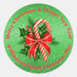 Lägg till Namn Byt text röd Grönt, julklapp R Runt Klistermärke