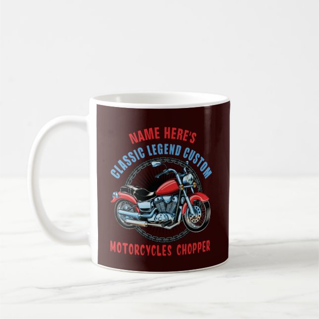 Lägg till Namn Classic Anpassningsbar Red Motorcyc Kaffemugg (Vänster)