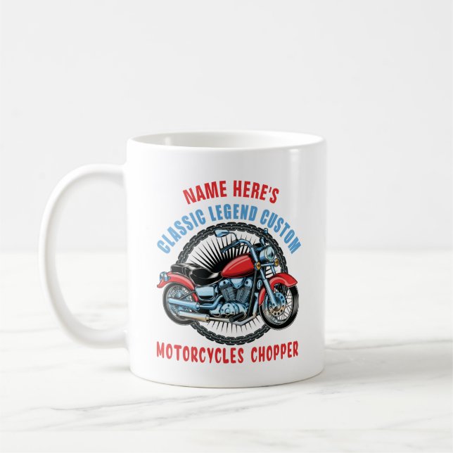 Lägg till Namn Classic Anpassningsbar Red Motorcyc Kaffemugg (Vänster)
