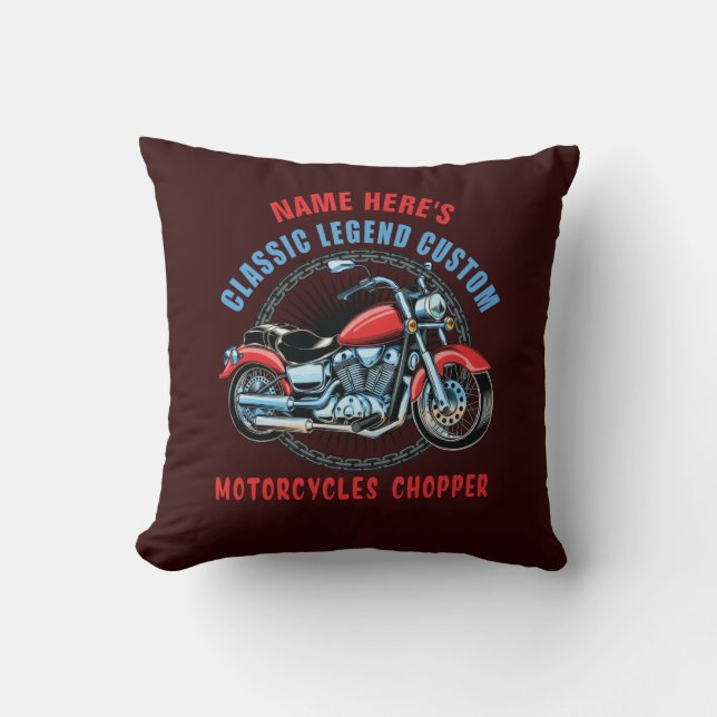 Lägg till Namn Classic Anpassningsbar Red Motorcyc Kudde (Framsida)