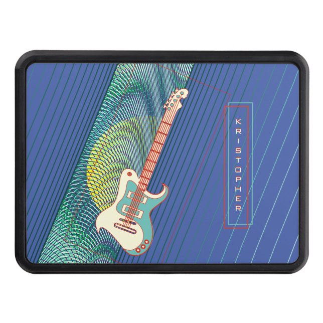 Lägg till Namn Coola Modern Teal & Blue Electric G Dragkroksskydd (Framsidan)