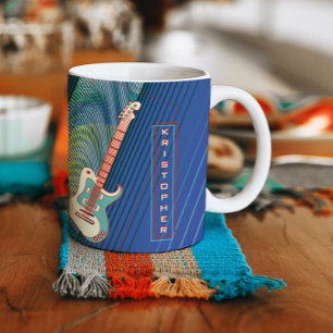 Lägg till Namn Coola Modern Teal & Blue Electric G Jumbo Mugg