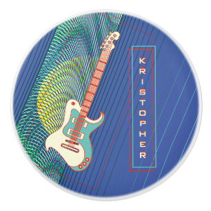 Lägg till Namn Coola Modern Teal & Blue Electric G Knopp