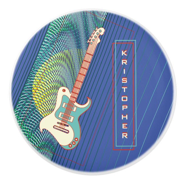 Lägg till Namn Coola Modern Teal & Blue Electric G Knopp (Framsidan)