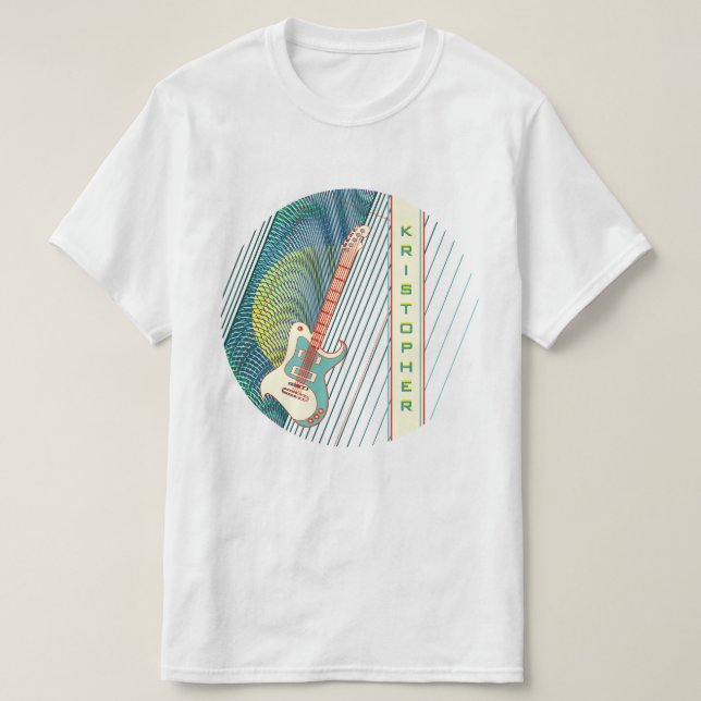 Lägg till Namn Coola Modern Vit- och skalelgitarr T Shirt (Design framsida)