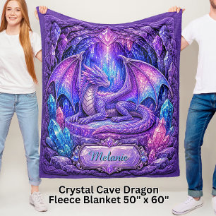 Lägg till namn Crystal Cave, Rosa Mauve Aqua Drako Fleecefilt