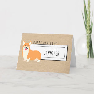 Lägg till Namn Cute Corgi-födelsedagskort Helgkort